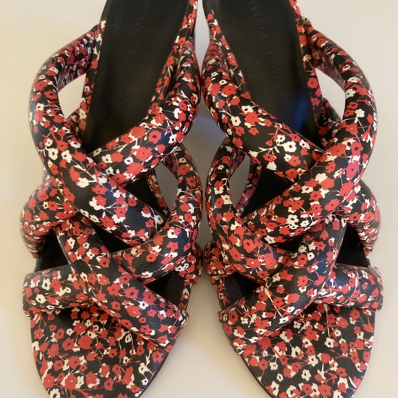 NEW Rebecca Minkoff Amandine Strappy Heels Size 7.5 Designer ~ Floral ~ Vacay! - Picture 2 of 4
